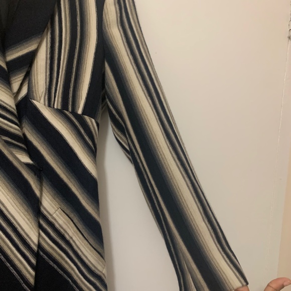 EUC Givenchy Paris Women Brown Stripe Virgin Wool Coat - Size Small - Picture 7 of 12